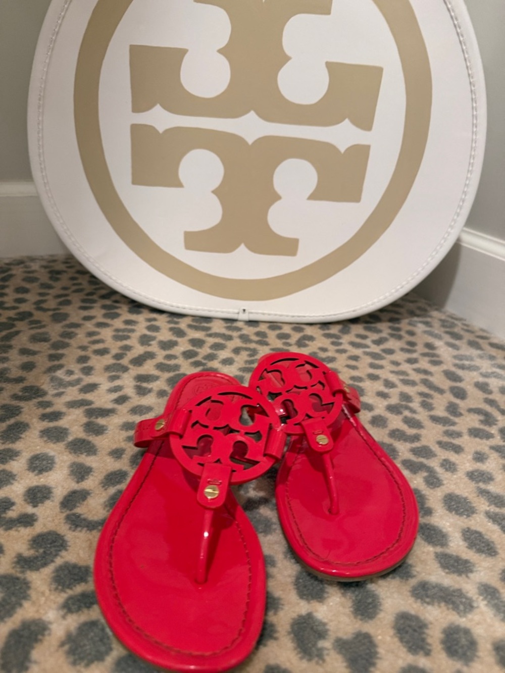 Tory Burch Red Patent Miller Thong Sandals